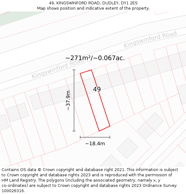 49, KINGSWINFORD ROAD, DUDLEY, DY1 2ES: Plot and title map