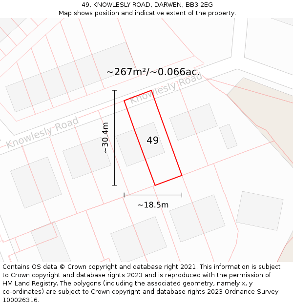 49, KNOWLESLY ROAD, DARWEN, BB3 2EG: Plot and title map