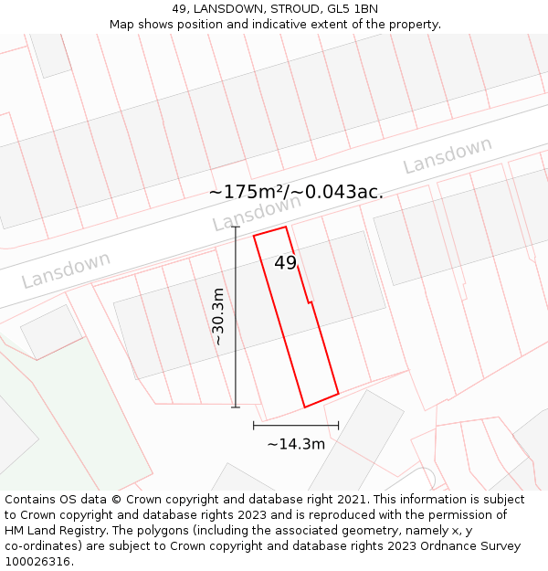 49, LANSDOWN, STROUD, GL5 1BN: Plot and title map