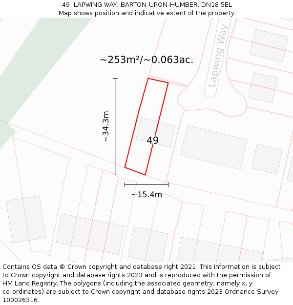 49, LAPWING WAY, BARTON-UPON-HUMBER, DN18 5EL: Plot and title map