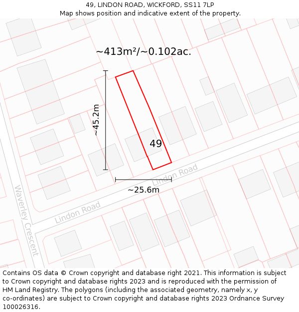 49, LINDON ROAD, WICKFORD, SS11 7LP: Plot and title map