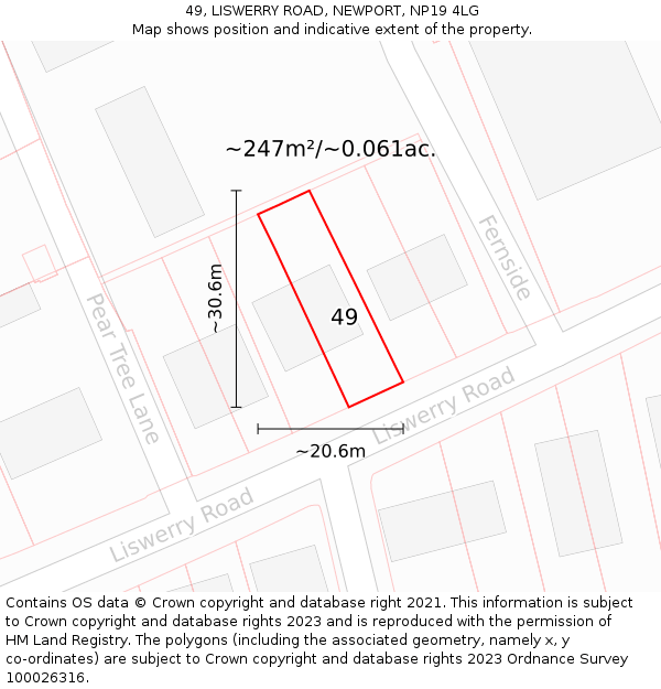 49, LISWERRY ROAD, NEWPORT, NP19 4LG: Plot and title map