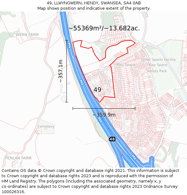 49, LLWYNGWERN, HENDY, SWANSEA, SA4 0AB: Plot and title map