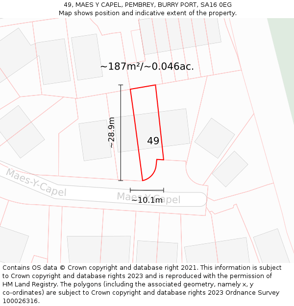 49, MAES Y CAPEL, PEMBREY, BURRY PORT, SA16 0EG: Plot and title map