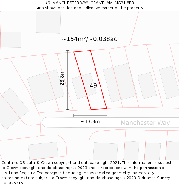 49, MANCHESTER WAY, GRANTHAM, NG31 8RR: Plot and title map