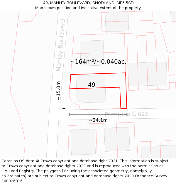 49, MANLEY BOULEVARD, SNODLAND, ME6 5SD: Plot and title map