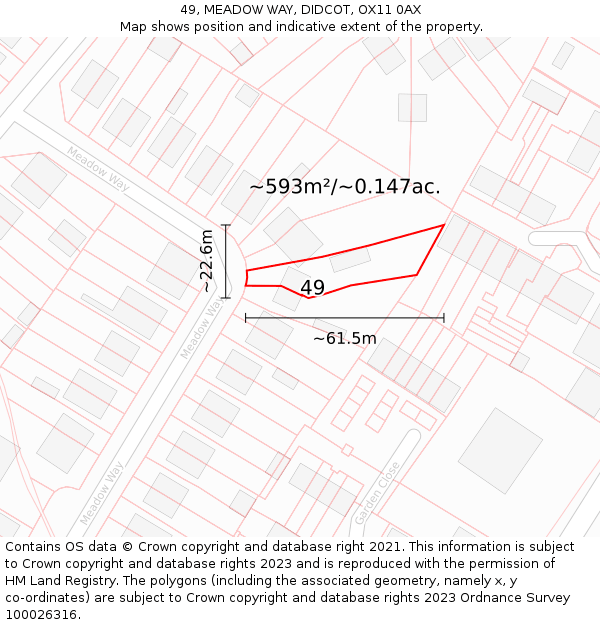 49, MEADOW WAY, DIDCOT, OX11 0AX: Plot and title map