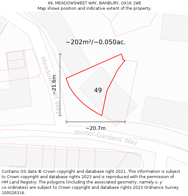 49, MEADOWSWEET WAY, BANBURY, OX16 1WE: Plot and title map