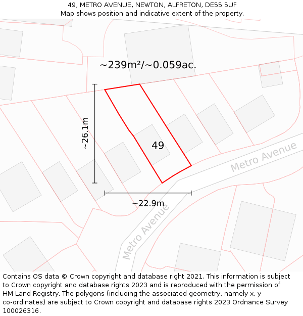 49, METRO AVENUE, NEWTON, ALFRETON, DE55 5UF: Plot and title map