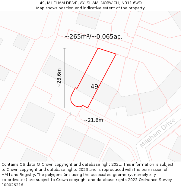 49, MILEHAM DRIVE, AYLSHAM, NORWICH, NR11 6WD: Plot and title map