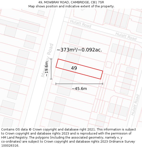 49, MOWBRAY ROAD, CAMBRIDGE, CB1 7SR: Plot and title map