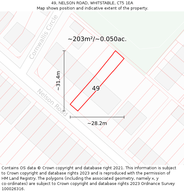 49, NELSON ROAD, WHITSTABLE, CT5 1EA: Plot and title map