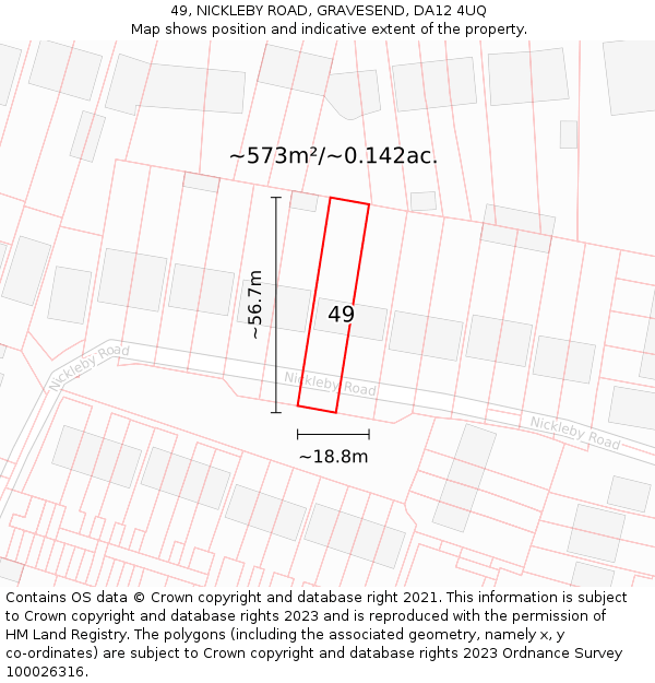 49, NICKLEBY ROAD, GRAVESEND, DA12 4UQ: Plot and title map