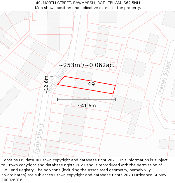 49, NORTH STREET, RAWMARSH, ROTHERHAM, S62 5NH: Plot and title map