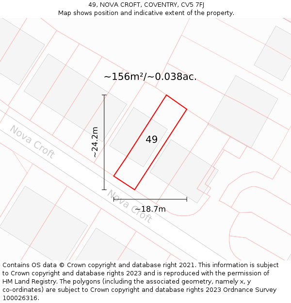 49, NOVA CROFT, COVENTRY, CV5 7FJ: Plot and title map