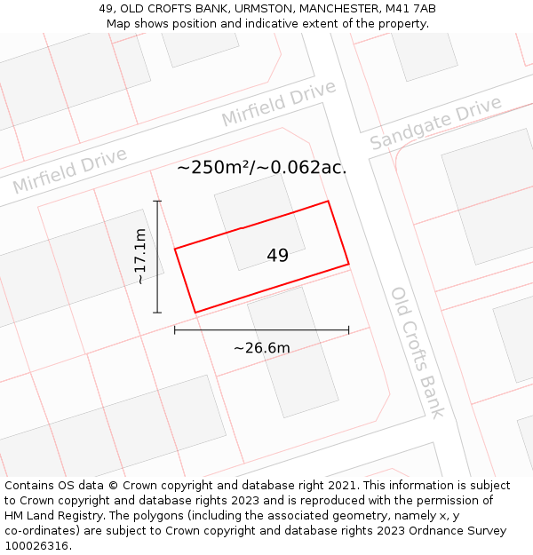 49, OLD CROFTS BANK, URMSTON, MANCHESTER, M41 7AB: Plot and title map