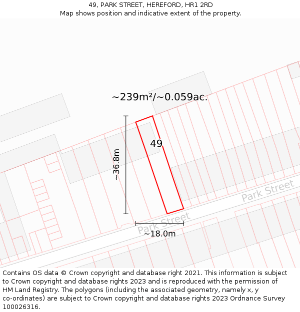 49, PARK STREET, HEREFORD, HR1 2RD: Plot and title map