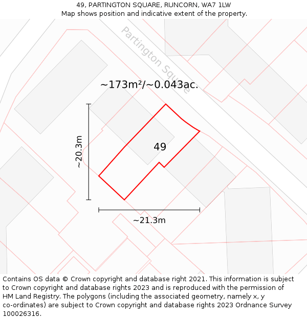 49, PARTINGTON SQUARE, RUNCORN, WA7 1LW: Plot and title map