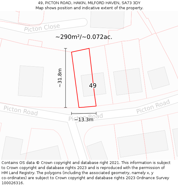 49, PICTON ROAD, HAKIN, MILFORD HAVEN, SA73 3DY: Plot and title map