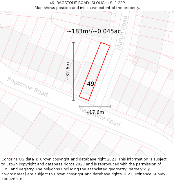49, RAGSTONE ROAD, SLOUGH, SL1 2PP: Plot and title map