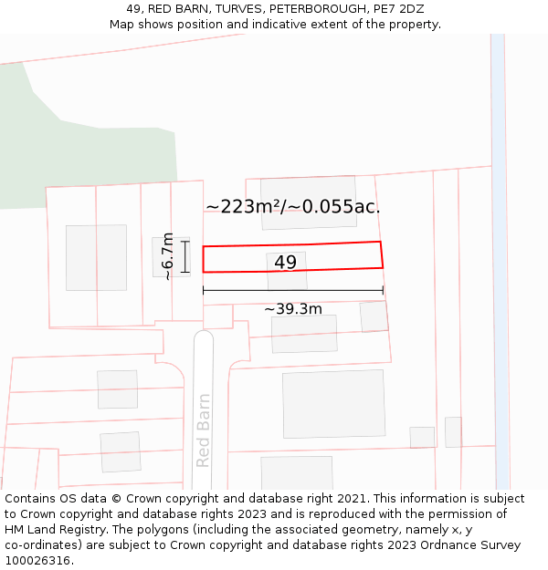 49, RED BARN, TURVES, PETERBOROUGH, PE7 2DZ: Plot and title map