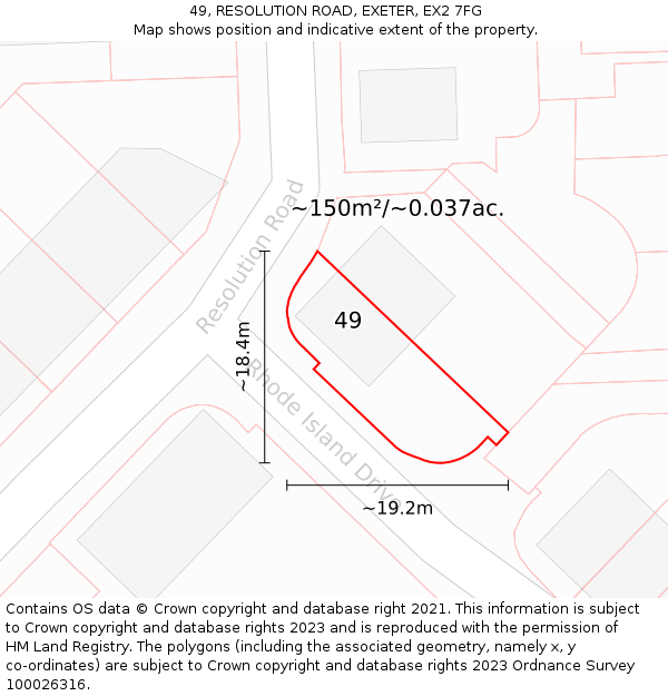 49, RESOLUTION ROAD, EXETER, EX2 7FG: Plot and title map