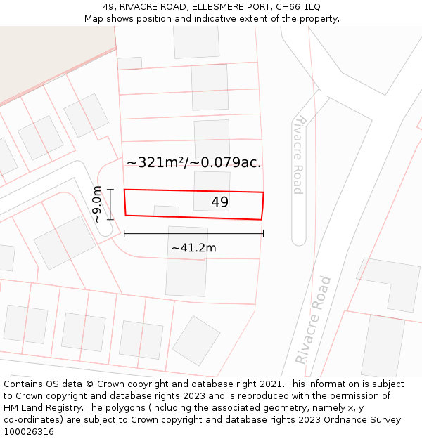 49, RIVACRE ROAD, ELLESMERE PORT, CH66 1LQ: Plot and title map