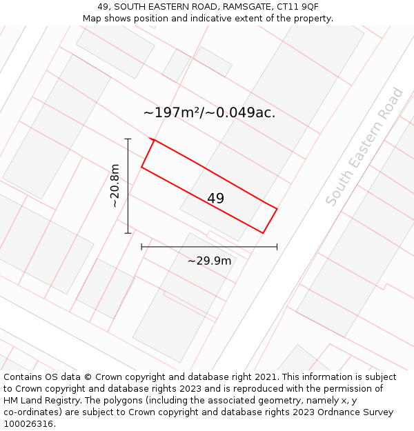 49, SOUTH EASTERN ROAD, RAMSGATE, CT11 9QF: Plot and title map