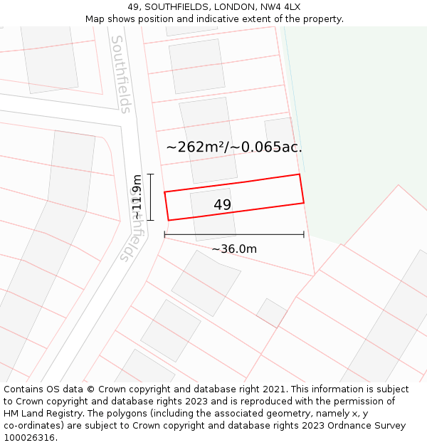 49, SOUTHFIELDS, LONDON, NW4 4LX: Plot and title map