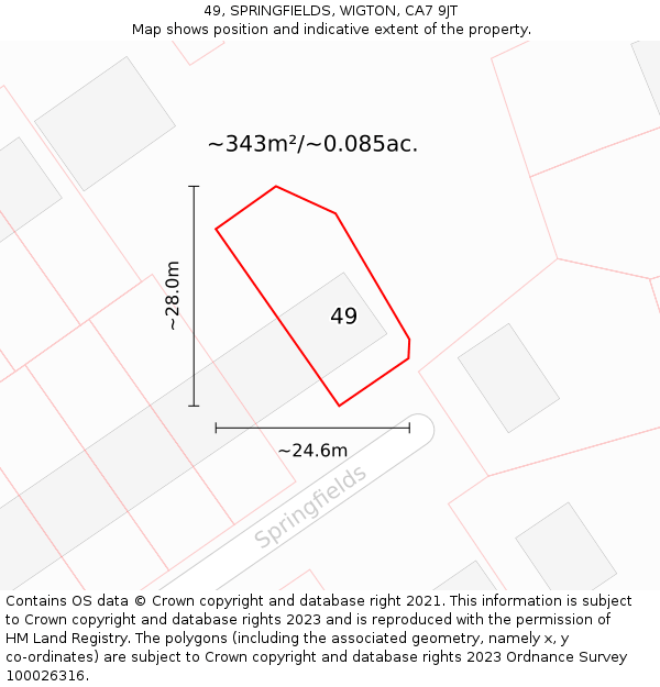 49, SPRINGFIELDS, WIGTON, CA7 9JT: Plot and title map