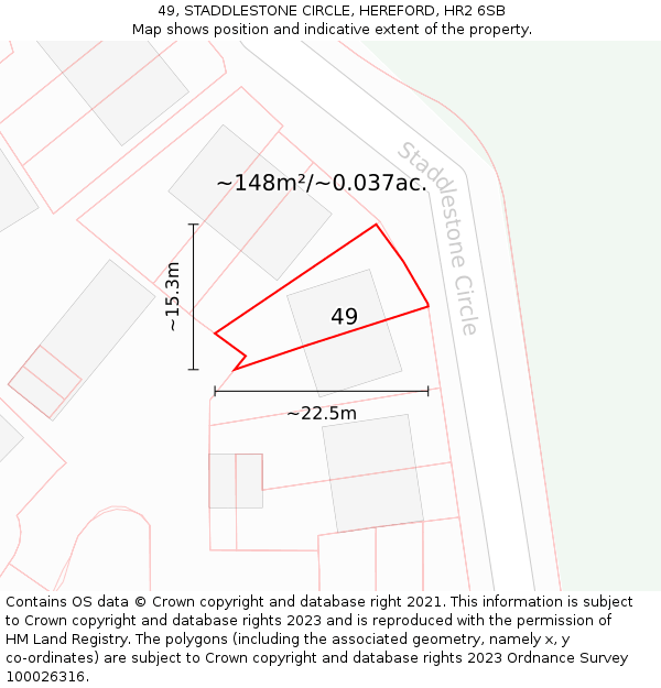 49, STADDLESTONE CIRCLE, HEREFORD, HR2 6SB: Plot and title map