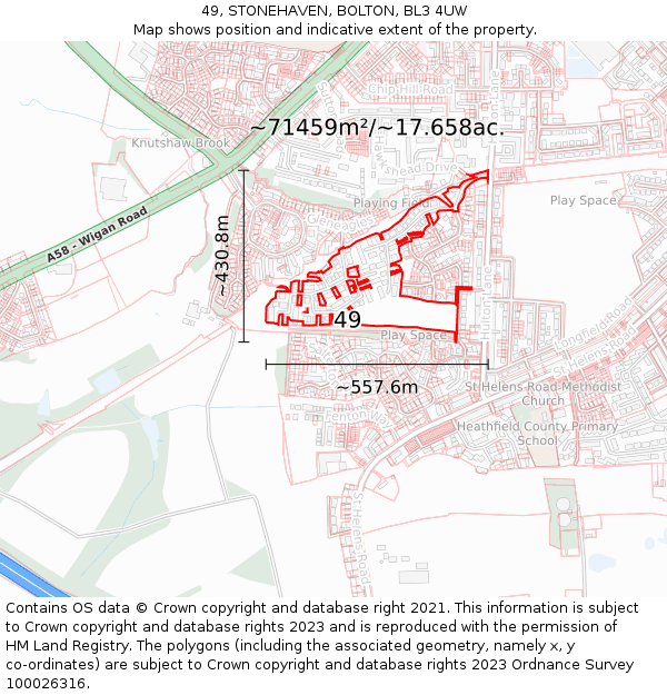 49, STONEHAVEN, BOLTON, BL3 4UW: Plot and title map