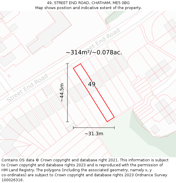 49, STREET END ROAD, CHATHAM, ME5 0BG: Plot and title map