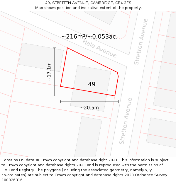 49, STRETTEN AVENUE, CAMBRIDGE, CB4 3ES: Plot and title map