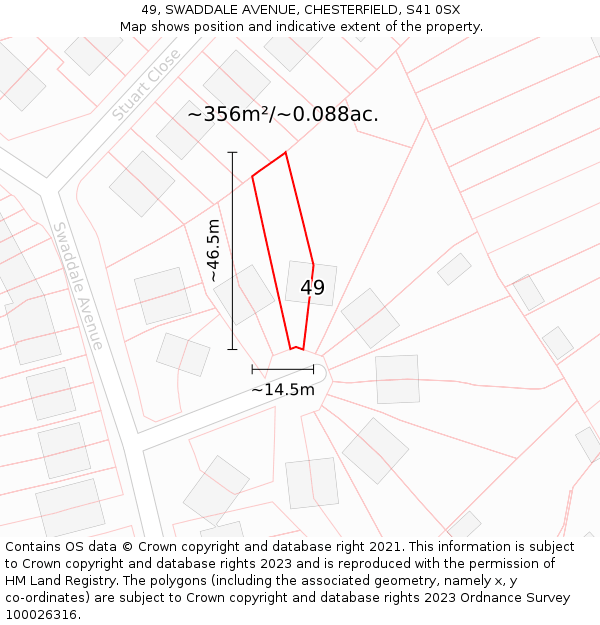 49, SWADDALE AVENUE, CHESTERFIELD, S41 0SX: Plot and title map