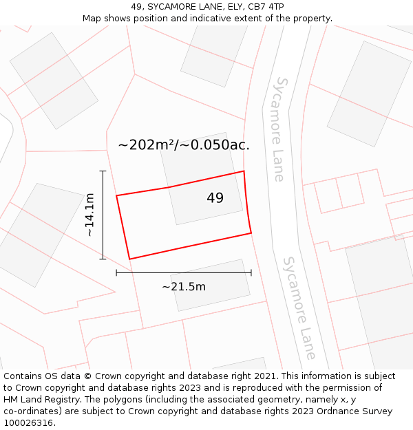 49, SYCAMORE LANE, ELY, CB7 4TP: Plot and title map