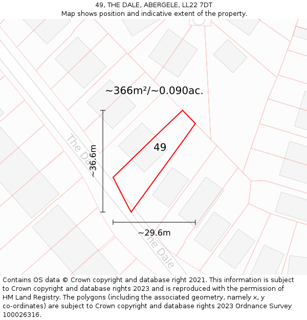 49, THE DALE, ABERGELE, LL22 7DT: Plot and title map