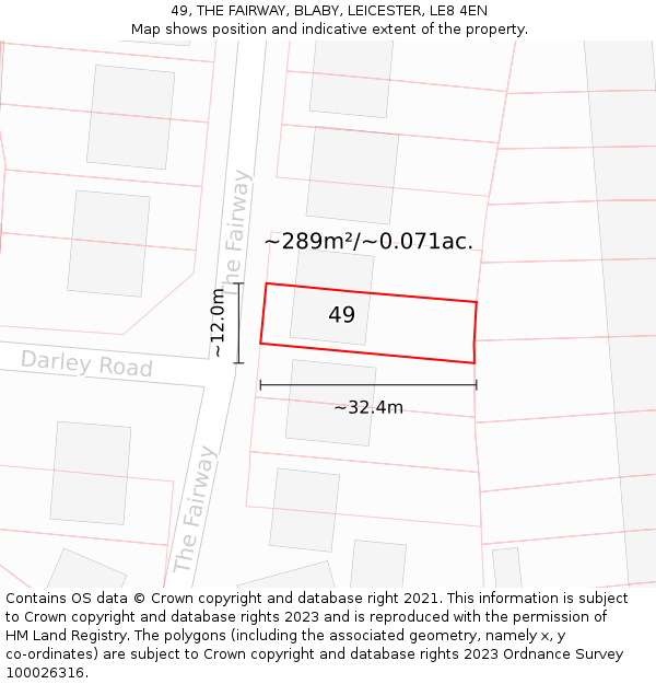 49, THE FAIRWAY, BLABY, LEICESTER, LE8 4EN: Plot and title map