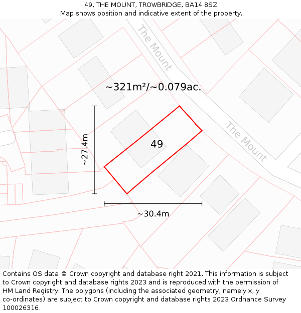 49, THE MOUNT, TROWBRIDGE, BA14 8SZ: Plot and title map