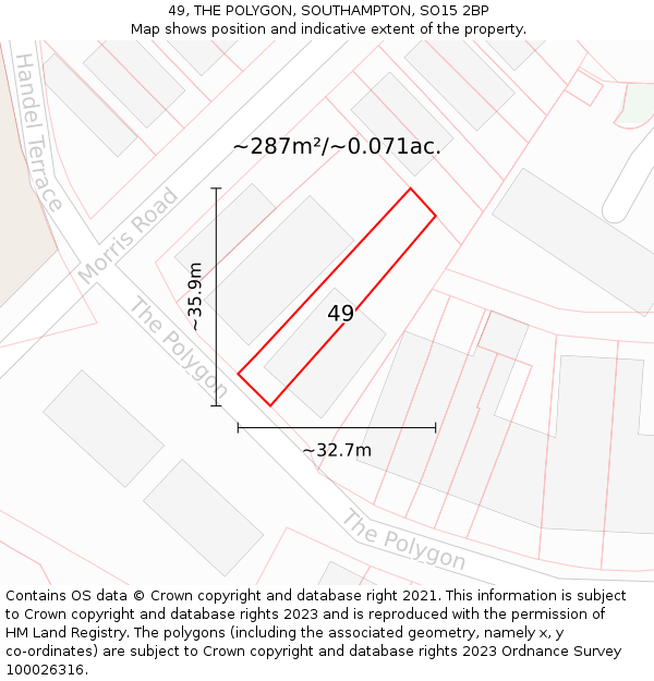 49, THE POLYGON, SOUTHAMPTON, SO15 2BP: Plot and title map