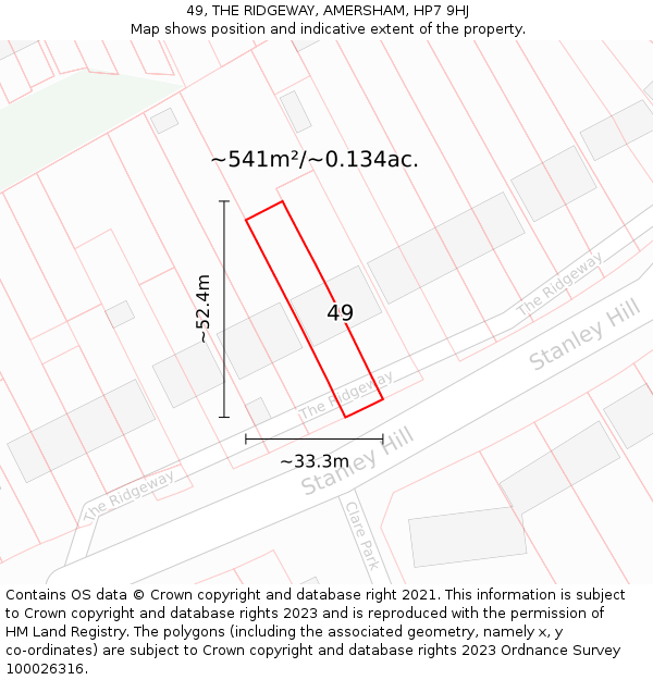 49, THE RIDGEWAY, AMERSHAM, HP7 9HJ: Plot and title map