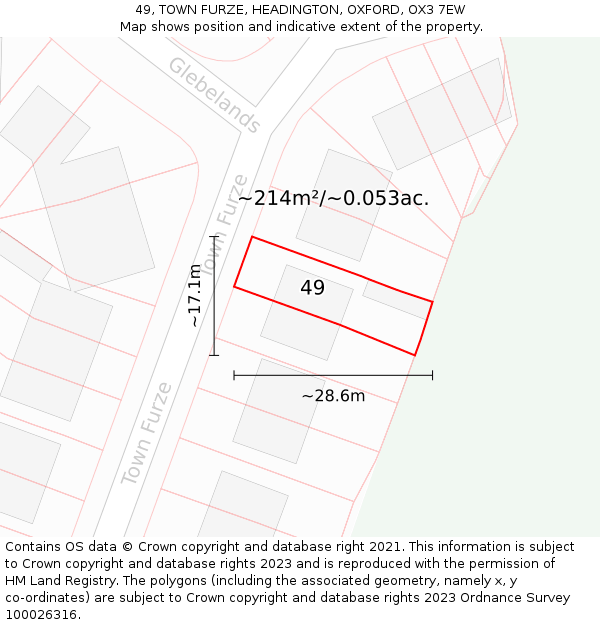 49, TOWN FURZE, HEADINGTON, OXFORD, OX3 7EW: Plot and title map