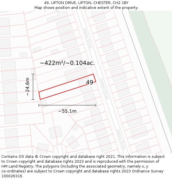 49, UPTON DRIVE, UPTON, CHESTER, CH2 1BY: Plot and title map