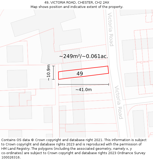 49, VICTORIA ROAD, CHESTER, CH2 2AX: Plot and title map