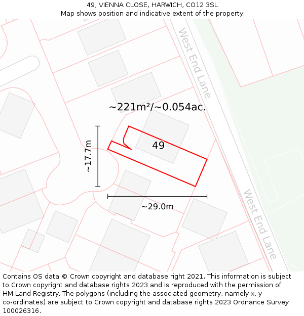 49, VIENNA CLOSE, HARWICH, CO12 3SL: Plot and title map