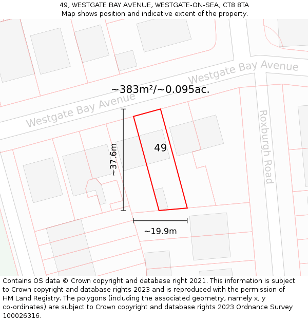 49, WESTGATE BAY AVENUE, WESTGATE-ON-SEA, CT8 8TA: Plot and title map