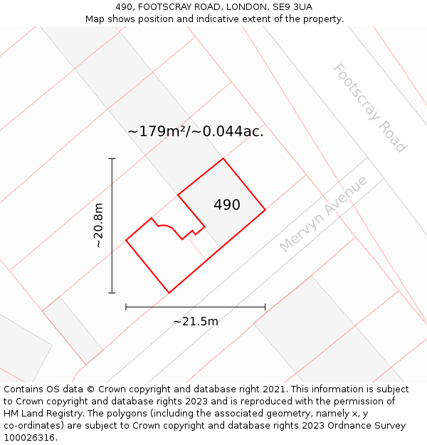 490, FOOTSCRAY ROAD, LONDON, SE9 3UA: Plot and title map