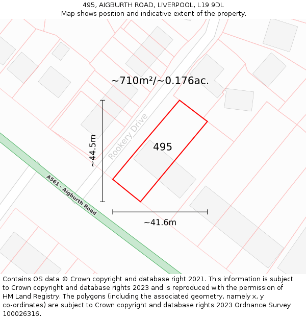 495, AIGBURTH ROAD, LIVERPOOL, L19 9DL: Plot and title map