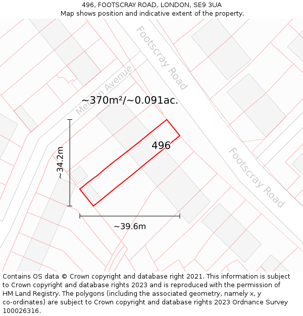 496, FOOTSCRAY ROAD, LONDON, SE9 3UA: Plot and title map