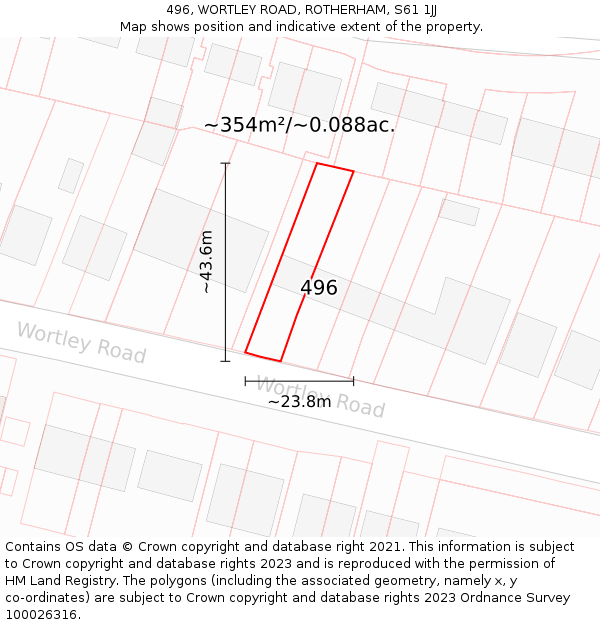 496, WORTLEY ROAD, ROTHERHAM, S61 1JJ: Plot and title map